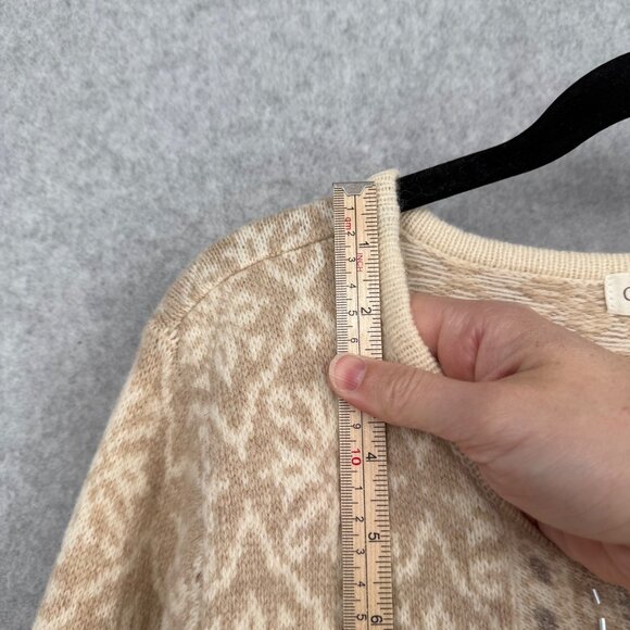 Coldwater Creek Snowflake Full Zip Cardigan Sweater Size XL Tan Wool Knit NEW - Picture 11 of 13